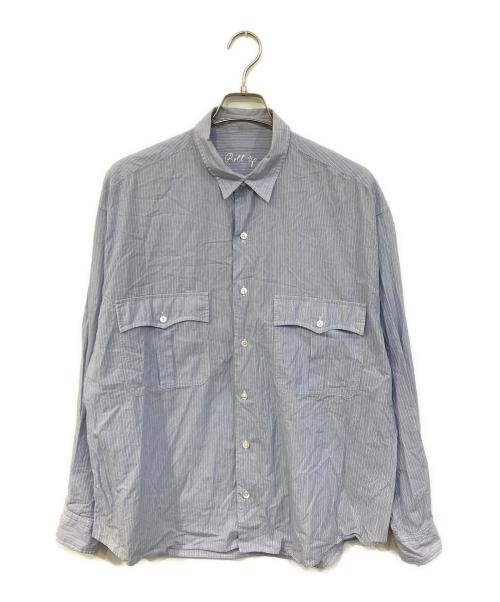 ROLLUP（ロールアップ）ROLLUP (ロールアップ) Strip Shirt/ストライプ シャツ ブルー サイズ:SIZE Lの古着・服飾アイテム