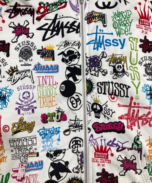 stussy（ステューシー）stussy (ステューシー) 歴代ロゴプリントジップパーカー ホワイト サイズ:SIZE Lの古着・服飾アイテム