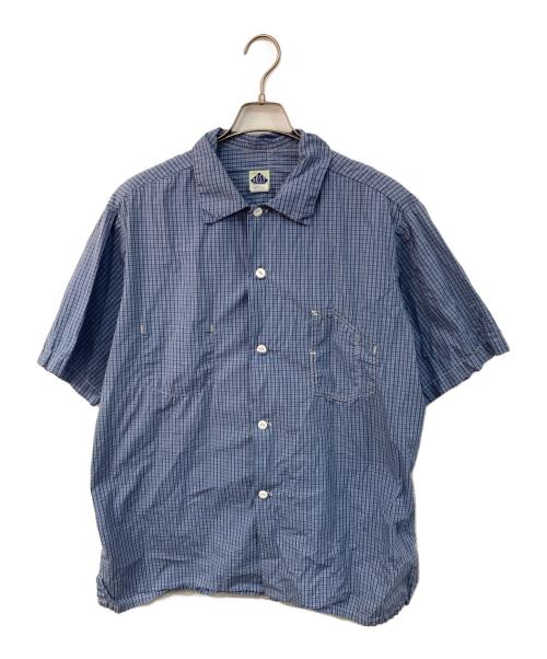 POST O'ALLS（ポストオーバーオールズ）POST O'ALLS (ポストオーバーオールズ) S/Sチェックシャツ ブルー サイズ:SIZE Lの古着・服飾アイテム