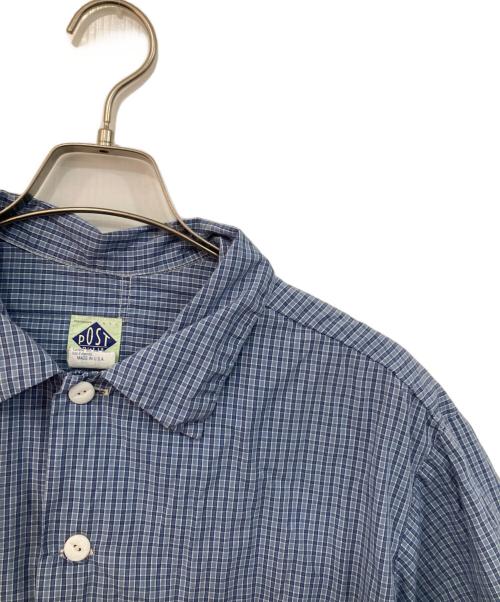 POST O'ALLS（ポストオーバーオールズ）POST O'ALLS (ポストオーバーオールズ) S/Sチェックシャツ ブルー サイズ:SIZE Lの古着・服飾アイテム