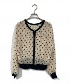 NOLLEY'Sノーリーズ）の古着「シアーフロッキードットクルーネックカーディガン」｜ベージュ