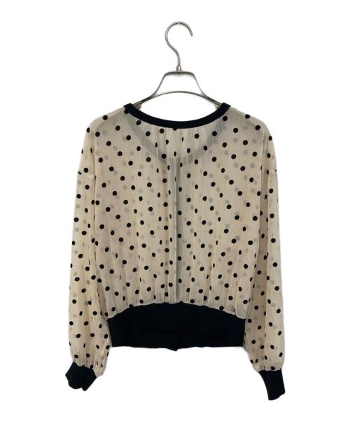 NOLLEY'S（ノーリーズ）NOLLEY'S (ノーリーズ) シアーフロッキードットクルーネックカーディガン ベージュ サイズ:38の古着・服飾アイテム