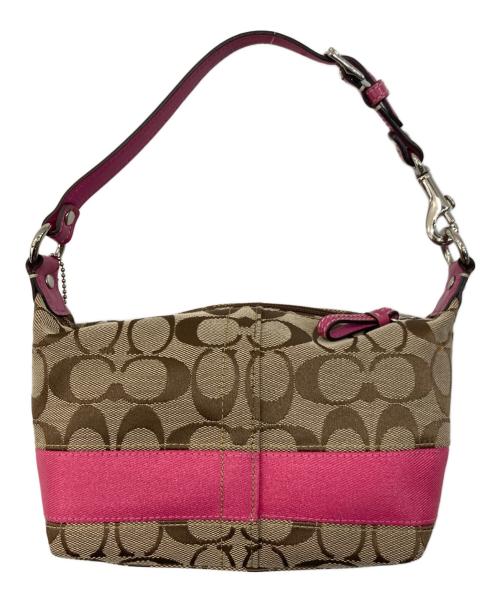 COACH（コーチ）COACH (コーチ) シグネチャーハンドバッグ ピンクの古着・服飾アイテム