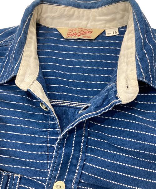 Trophy Clothing（トロフィークロージング）Trophy Clothing (トロフィークロージング) ドットウォバッシュ デニムシャツ インディゴ サイズ:16の古着・服飾アイテム