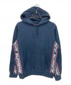 ）の古着「text rib hooded sweatshirt/テキスト リブ フーデッド スウェットシャツ」｜ネイビー