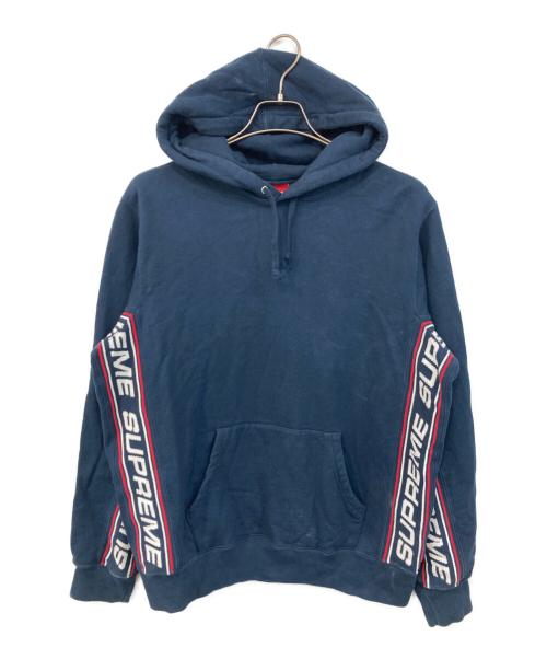 SUPREME（シュプリーム）SUPREME (シュプリーム) text rib hooded sweatshirt/テキスト リブ フーデッド スウェットシャツ ネイビー サイズ:SIZE Mの古着・服飾アイテム