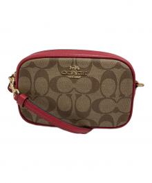COACH（コーチ）の古着「シグネチャー ベルトバッグ」｜ベージュ×レッド