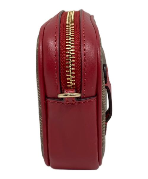 COACH（コーチ）COACH (コーチ) シグネチャー ベルトバッグ ベージュ×レッドの古着・服飾アイテム
