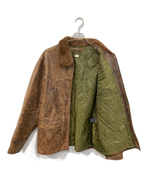 RRL（ダブルアールエル）RRL (ダブルアールエル) シアリングカラーカーコート レザージャケット ブラウン サイズ:SIZE Lの古着・服飾アイテム