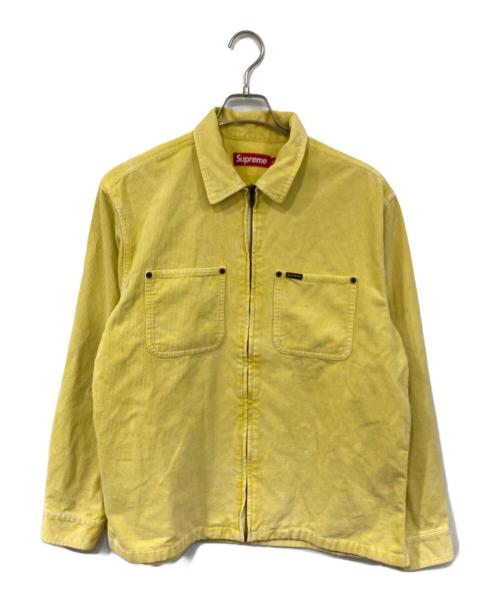 SUPREME（シュプリーム）SUPREME (シュプリーム) Washed Corduroy Zip Up Shirt/ウォッシュド コーデュロイ ジップ アップ シャツ イエロー サイズ:SIZE Mの古着・服飾アイテム