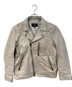 AVIREXアヴィレックス）の古着「AGED LEATHER W-RIDERS JACKET/エイジドレザーダブルライダースジャケット」｜ベージュ