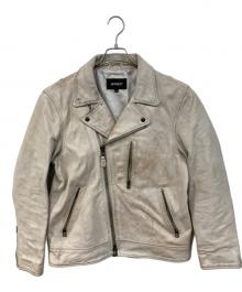 AVIREX（アヴィレックス）の古着「AGED LEATHER W-RIDERS JACKET/エイジドレザーダブルライダースジャケット」｜ベージュ
