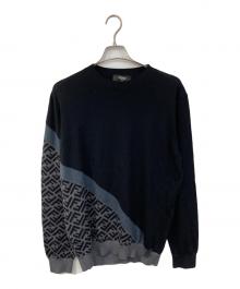 FENDI（フェンディ）の古着「FFズッカ柄ウールニット」｜ブラック