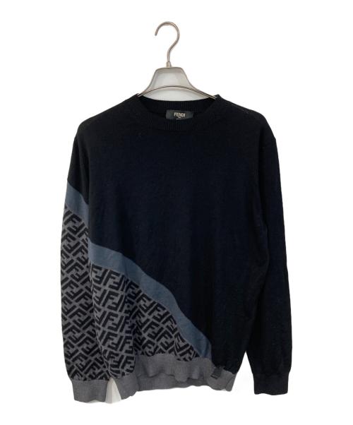 FENDI（フェンディ）FENDI (フェンディ) FFズッカ柄ウールニット ブラック サイズ:52の古着・服飾アイテム
