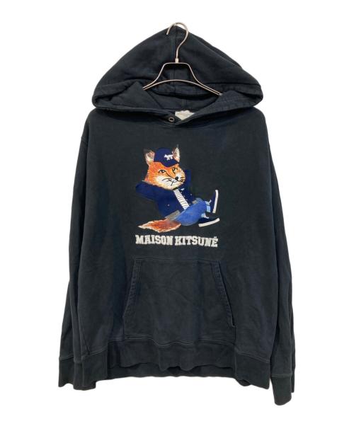 maison kitsune（メゾンキツネ）MAISON KITSUNE (メゾンキツネ) プルオーバーパーカー ブラック サイズ:SIZE XLの古着・服飾アイテム