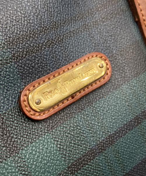 POLO RALPH LAUREN（ポロ・ラルフローレン）POLO RALPH LAUREN (ポロ・ラルフローレン) 2wayレザーチェックボストンバッグ グリーンの古着・服飾アイテム