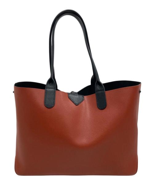 LONGCHAMP（ロンシャン）LONGCHAMP (ロンシャン) レザートートバッグ レッド×ブラックの古着・服飾アイテム