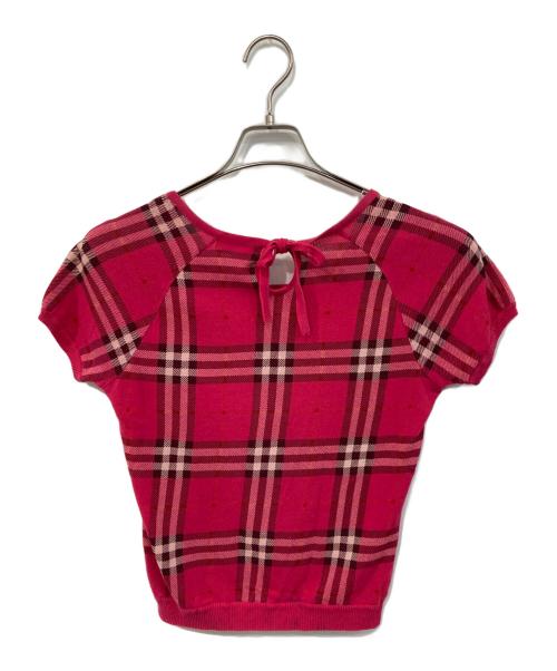 BURBERRY LONDON（バーバリーロンドン）BURBERRY LONDON (バーバリーロンドン) チェックコットンニット ピンク サイズ:SIZE Mの古着・服飾アイテム