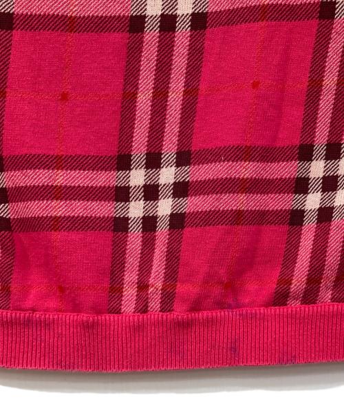 BURBERRY LONDON（バーバリーロンドン）BURBERRY LONDON (バーバリーロンドン) チェックコットンニット ピンク サイズ:SIZE Mの古着・服飾アイテム