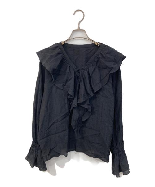 SLOBE IENA（スローブ イエナ）SLOBE IENA (スローブ イエナ) ラッフルレースアップブラウス ブラック サイズ:なしの古着・服飾アイテム