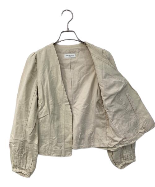 DRIES VAN NOTEN（ドリスヴァンノッテン）DRIES VAN NOTEN (ドリスヴァンノッテン) リネン混ノーカラージャケット アイボリー サイズ:SIZE 36の古着・服飾アイテム