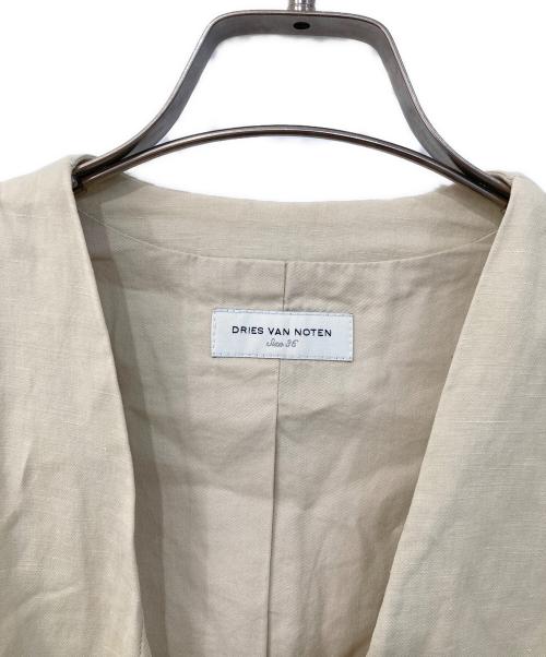 DRIES VAN NOTEN（ドリスヴァンノッテン）DRIES VAN NOTEN (ドリスヴァンノッテン) リネン混ノーカラージャケット アイボリー サイズ:SIZE 36の古着・服飾アイテム