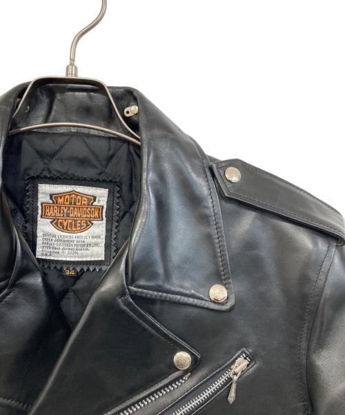 HARLEY-DAVIDSON（ハーレーダビッドソン）HARLEY-DAVIDSON (ハーレーダビッドソン) ダブルライダースジャケット ブラック サイズ:34の古着・服飾アイテム