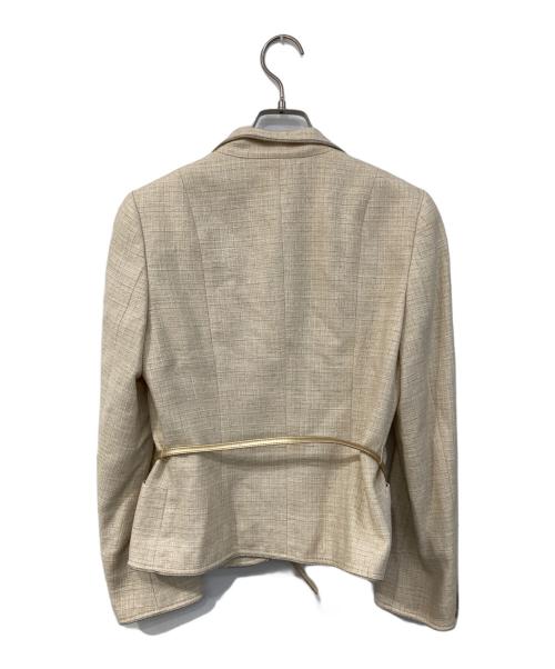 23区（ニジュウサンク）23区 (ニジュウサンク) トリアセダブルジョーゼット ノーカラー ジャケット ベージュ サイズ:SIZE 38の古着・服飾アイテム