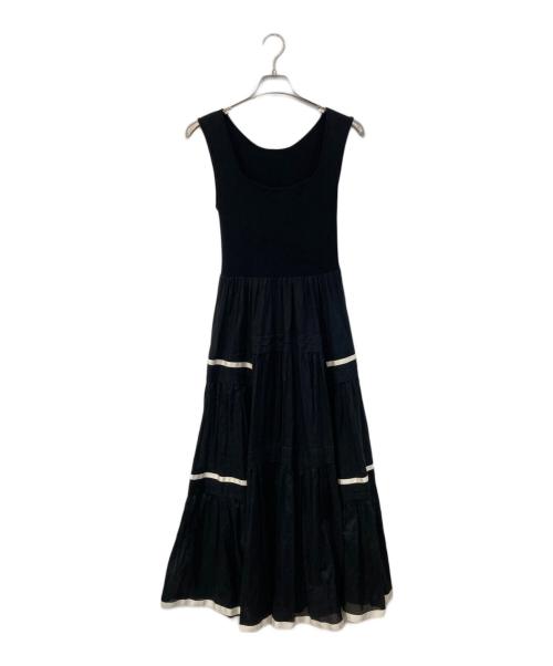 FRAY ID（フレイ アイディー）FRAY ID (フレイ アイディー) ニットコンビタックティアードワンピ ブラック サイズ:FREEの古着・服飾アイテム