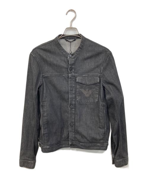 EMPORIO ARMANI（エンポリオ アルマーニ）EMPORIO ARMANI (エンポリオ アルマーニ) ノーカラーデニムジャケット ブラック サイズ:SIZE 50の古着・服飾アイテム