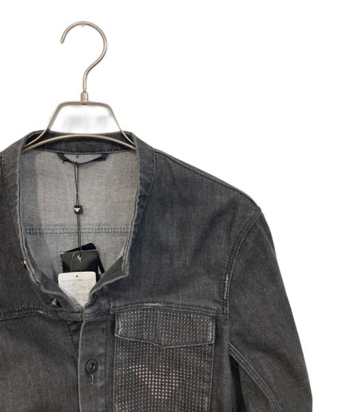 EMPORIO ARMANI（エンポリオ アルマーニ）EMPORIO ARMANI (エンポリオ アルマーニ) ノーカラーデニムジャケット ブラック サイズ:SIZE 50の古着・服飾アイテム