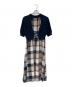 BLUE LABEL CRESTBRIDGE (ブルーレーベルクレストブリッジ) チェックドレープツイル ニットコンビマキシワンピース ネイビー サイズ:38：8000円