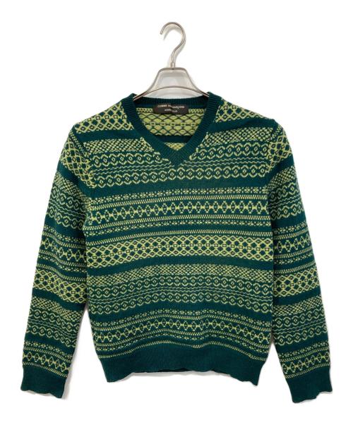 COMME des GARCONS HOMME PLUS（コムデギャルソンオムプリュス）COMME des GARCONS HOMME PLUS (コムデギャルソンオムプリュス) ウールVネックニット グリーン サイズ:不明の古着・服飾アイテム