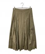 L'appartementアパルトモン）の古着「Box Pleated Skirt/ボックス プリーテッド スカート」｜カーキ