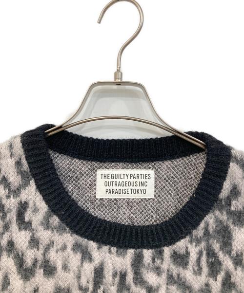 WACKO MARIA（ワコマリア）WACKO MARIA (ワコマリア) LEOPARD MOHAIR CREW NECK SWEATER/レオパード モヘア クルーネック セーター グレー×ブラック サイズ:SIZE Mの古着・服飾アイテム