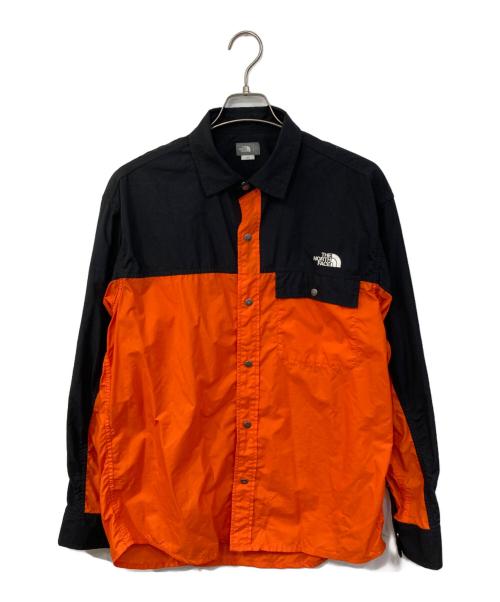 THE NORTH FACE（ザ ノース フェイス）THE NORTH FACE (ザ ノース フェイス) L/S Nuptse Shirt ブラック×オレンジ サイズ:SIZE Lの古着・服飾アイテム