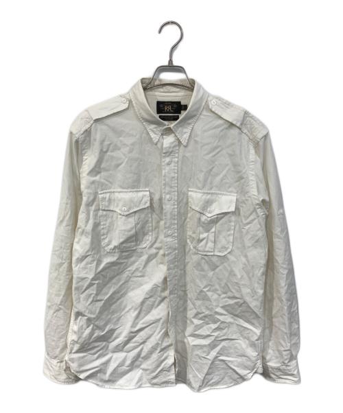 RRL（ダブルアールエル）RRL (ダブルアールエル) リネン ラミーブレンドシャツ ホワイト サイズ:SIZE Lの古着・服飾アイテム