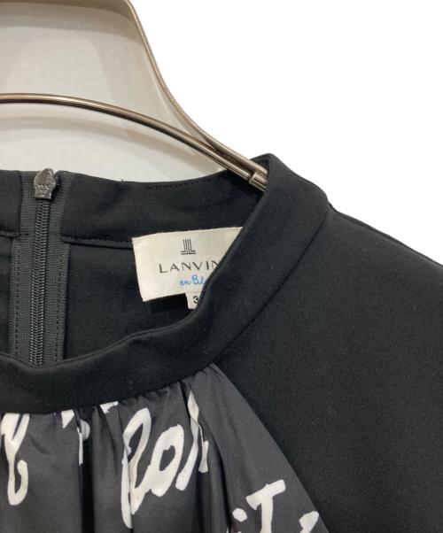 LANVIN en Bleu（ランバンオンブルー）LANVIN en Bleu (ランバンオンブルー) 総ロゴブラウス ブラック サイズ:38の古着・服飾アイテム