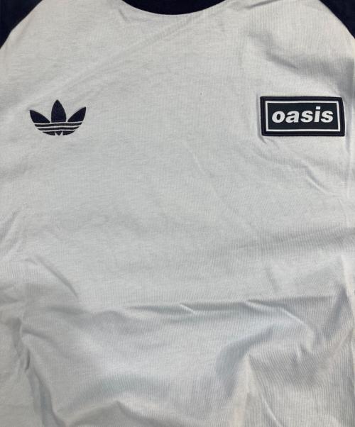 adidas（アディダス）adidas (アディダス) oasis (オアシス) ツアー スリーストライプス 長袖Tシャツ ブルー サイズ:2XLの古着・服飾アイテム