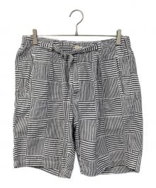 POST O'ALLS（ポストオーバーオールズ）の古着「Ｅ-Z LAX 4 SHORTS Summer patchwork seersucker Grey」｜グレー