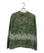 stussyステューシー）の古着「Bleach Stripe ロンT」｜グリーン