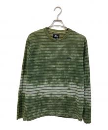 stussy（ステューシー）の古着「Bleach Stripe ロンT」｜グリーン
