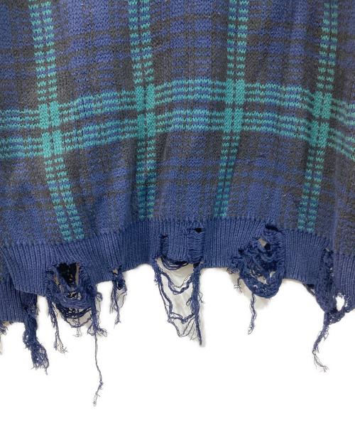 OLD GAP（オールドギャップ）OLD GAP (オールドギャップ) クラッシュチェックニット ネイビー×グリーン サイズ:XLの古着・服飾アイテム