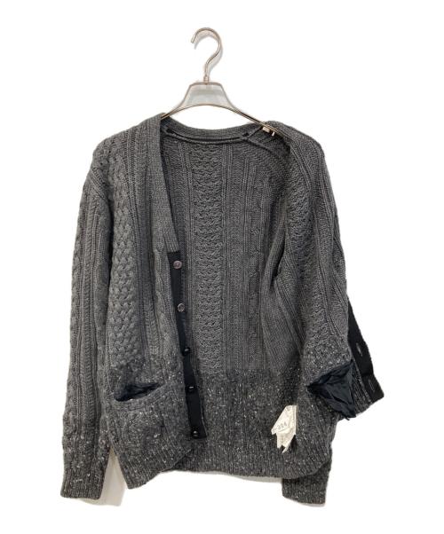 sacai（サカイ）sacai (サカイ) 切替アランニットカーディガン グレー サイズ:SIZE 2の古着・服飾アイテム