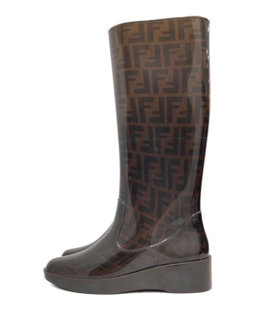 FENDI（フェンディ）FENDI (フェンディ) ズッカ柄レインブーツ ブラウン サイズ:SIZE 37の古着・服飾アイテム