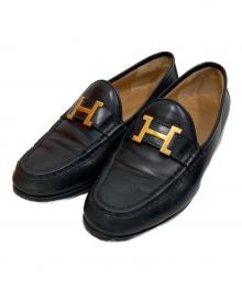 HERMES（エルメス）の古着「Hロゴローファー」｜ブラック