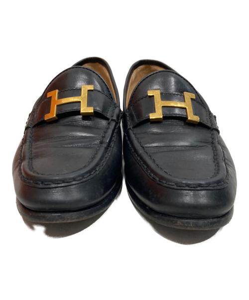 HERMES（エルメス）HERMES (エルメス) Hロゴローファー ブラック サイズ:371/2の古着・服飾アイテム