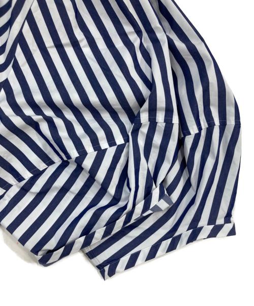 HYKE（ハイク）HYKE (ハイク) T C STRIPED BALLOON SLEEVE DRESS/T C ストライプバルーンスリーブドレス ブルー×ホワイト サイズ:SIZE Mの古着・服飾アイテム