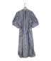 HYKE (ハイク) T C STRIPED BALLOON SLEEVE DRESS/T C ストライプバルーンスリーブドレス ブルー×ホワイト サイズ:SIZE M：17000円