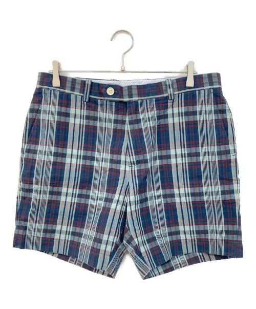 BROOKS BROTHERS（ブルックスブラザーズ）BROOKS BROTHERS (ブルックスブラザーズ) コットン シアサッカー マドラスチェック プレーンフロント 7inショーツ ネイビー サイズ:W34 未使用品の古着・服飾アイテム